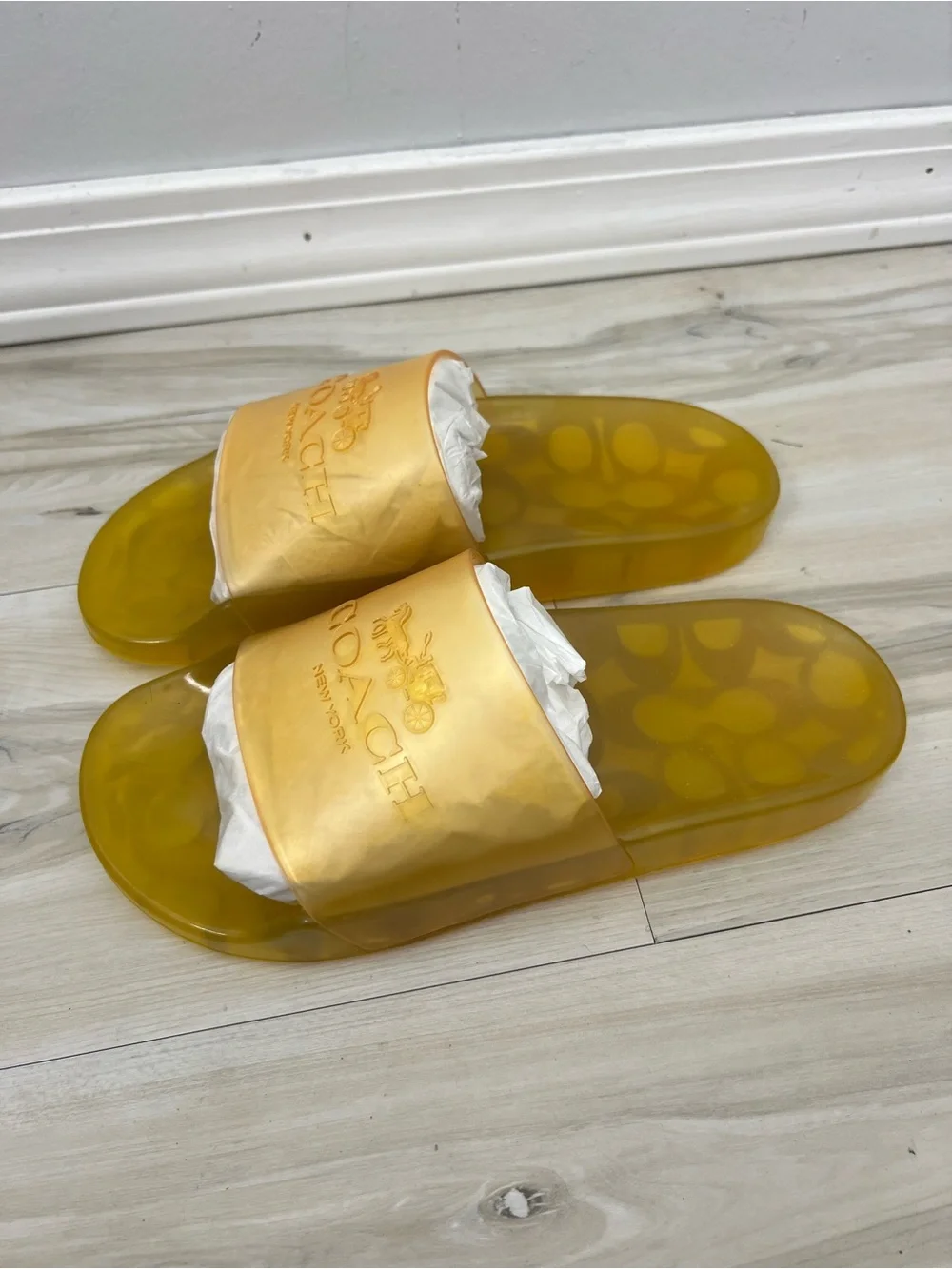 Coach NIB Ulyssa Rubber Slide Sandals Buttercup